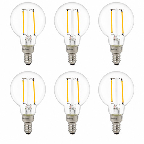 G16.5/LED/FS/2.5W/E12/D/CL/30K/6PK Sunlite 40959-SU - Clear LED G16.5 Filament Globe Bulb - 3000K - 6 Pack