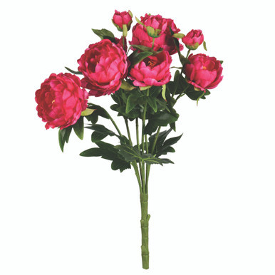 Vickerman FA191145 19" Fuchsia Peony Bush 9 Blooms