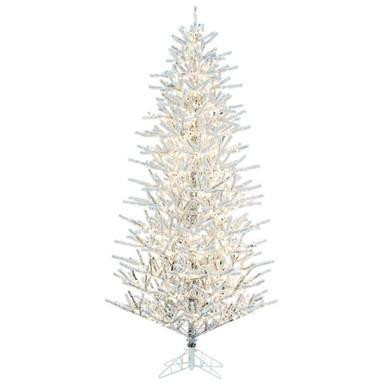 Vickerman K226066LED Vickerman - 6.5 ft White Pre-Lit Artificial Pistol Pine Christmas Tree - Warm White LED 