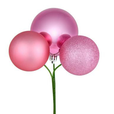 Vickerman N193079 Vickerman - 18 in Pink Assorted Finish Christmas Ornament Pick - 4 Pack 