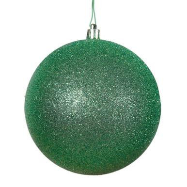 Vickerman N591504DG Vickerman - 6 in Green Glitter Ball Christmas Ornament - 4 Pack 