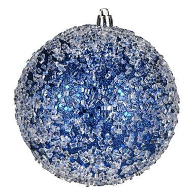 Vickerman N190331D Vickerman - 6 in Midnight Blue Glitter Ball Christmas Ornament - 4 Pack 