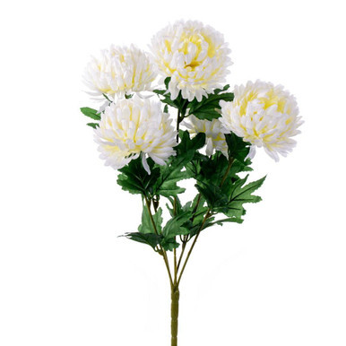 Vickerman FJ210511 - 23" Artificial White Yellow Mum Bush with 5 Flowers