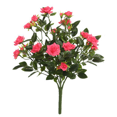 Vickerman FL171103 15" Hot Pink Mini Diamond Rose Bush