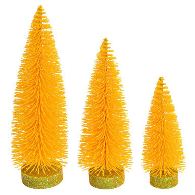 Vickerman LS190778 Yellow Glitter Oval Table Top Christmas Tree Set of 3