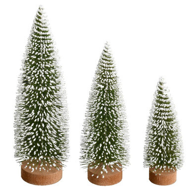 Vickerman LS190791 Frosted Green Oval Table Top Christmas Tree Set of 3