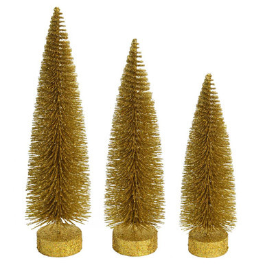 Vickerman LS191208 Gold Glitter Oval Christmas Tree 3/Set