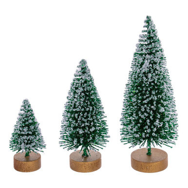 Vickerman LS220124 Emerald Bottle Brush Table Top Christmas Tree Set of 3