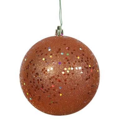 Vickerman N591218DQ Vickerman - 4.75 in Burnished Orange Sequin Ball Christmas Ornament - 4 Pack 
