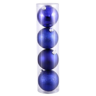 Vickerman N592022DA Vickerman - 8 in Cobalt Blue Assorted Finish Ball Christmas Ornament - 4 Pack 