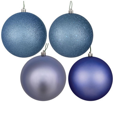 N592029DA Vickerman - 8 in Periwinkle Assorted Finish Ball Christmas Ornament - 4 Pack