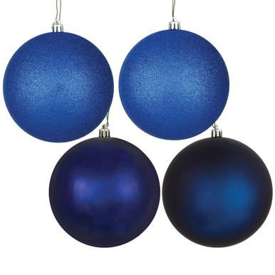 Vickerman N592031DA Vickerman - 8 in Midnight Blue Assorted Finish Ball Christmas Ornament - 4 Pack 