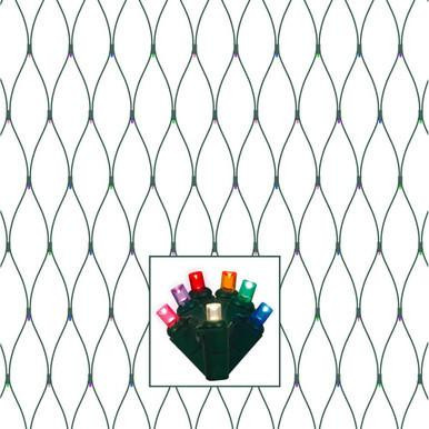 Vickerman X4G2810 Vickerman - 2 ft x 8 ft 150-Light Steady Multicolor LED 5mm Wide Angle Christmas Net Light - Brown Wire 