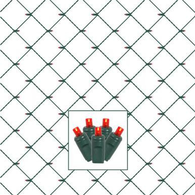 Vickerman X4G4613CSA Vickerman - 4 ft x 6 ft 120-Light Steady Red LED 5mm Wide Angle Christmas Net Light - Green Wire 