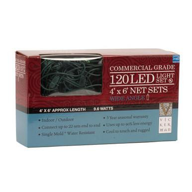 Vickerman X4G4623 Vickerman - 4 ft x 6 ft 120-Light Steady Red Green LED 5mm Wide Angle Christmas Net Light - Brown Wire 