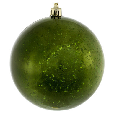 M166364D Vickerman - 4 in Moss Green Shiny Mercury Ball Christmas Ornament - 6 Pack