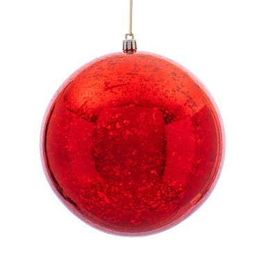 M166503D Vickerman - 6 in Red Shiny Mercury Ball Christmas Ornament - 4 Pack