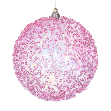 MC250779W Vickerman - 4.75 in Pink Bead Christmas Ornament - 3 Pack