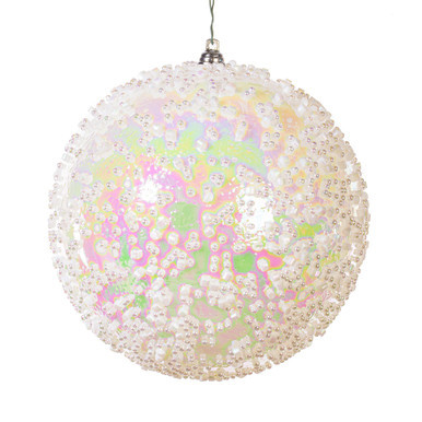 MC250811W Vickerman - 6 in White Bead Christmas Ornament - 2 Pack