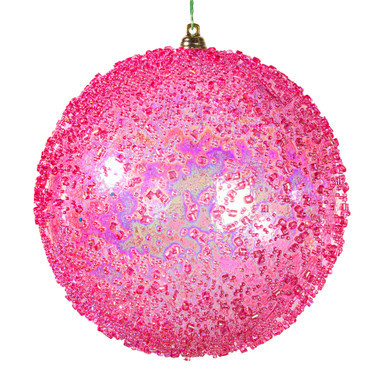 MC250879W Vickerman - 6 in Pink Bead Christmas Ornament - 2 Pack