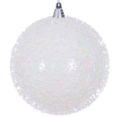 MC250911W Vickerman - 8 in White Bead Christmas Ornament