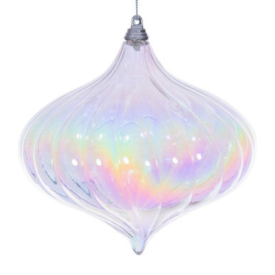 MC251400W Vickerman - 6 in Clear Iridescent Onion Christmas Ornament - 2 Pack