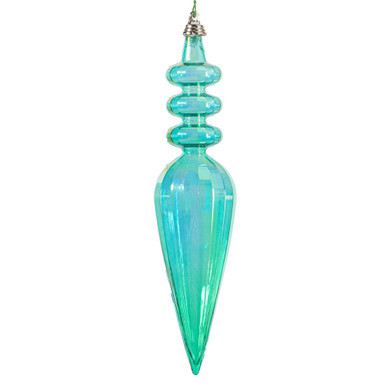 MC252542W Vickerman - 8.5 in Teal Finial Christmas Ornament - 2 Pack