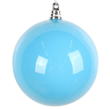 MT250452W Vickerman - 4 in Light Blue Enamel Ball Christmas Ornament - 6 Pack