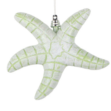 MT255654W Vickerman - 6.5 in Celadon Glitter Starfish Christmas Ornament - 2 Pack