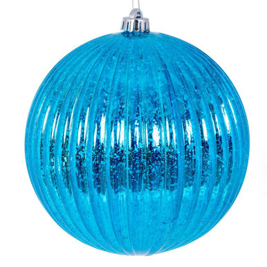 N162212D Vickerman - 4 in Turquoise Mercury Ball Christmas Ornament - 6 Pack