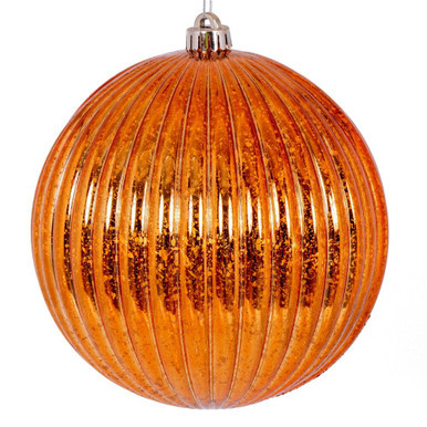 N162418D Vickerman - 6 in Orange Mercury Ball Christmas Ornament - 4 Pack