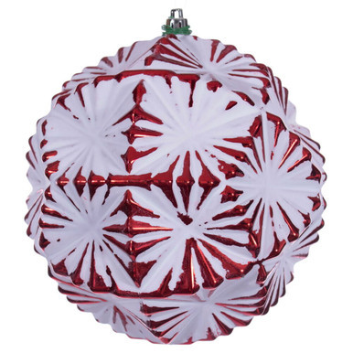 N232103D Vickerman - 6 in White Ball Christmas Ornament - 4 Pack
