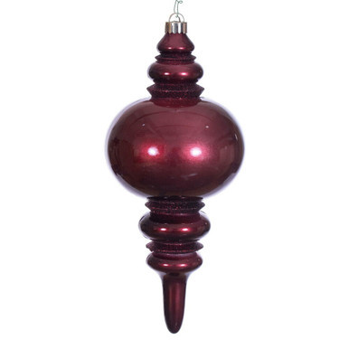 N241365DCV Vickerman - 13 in Burgundy Candy Glitter Finial UV Outdoor Christmas Ornament