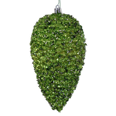 N247214D Vickerman - 7 in Olive Glitter Pinecone Christmas Ornament - 4 Pack