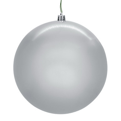 N591007DPVL Vickerman - 4 in Silver Pearl Seamless Ball UV Outdoor Christmas Ornament - 6 Pack