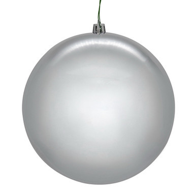 N591007DSVL Vickerman - 4 in Silver Shiny Seamless Ball UV Outdoor Christmas Ornament - 6 Pack