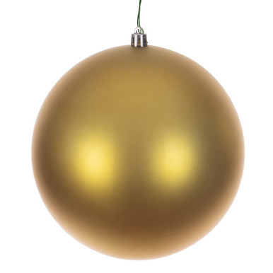 N591008DMVL Vickerman - 4 in Gold Matte Seamless Ball UV Outdoor Christmas Ornament - 6 Pack