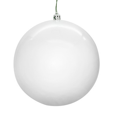 N591211DSVL Vickerman - 4.75 in White Shiny Seamless Ball UV Outdoor Christmas Ornament - 4 Pack