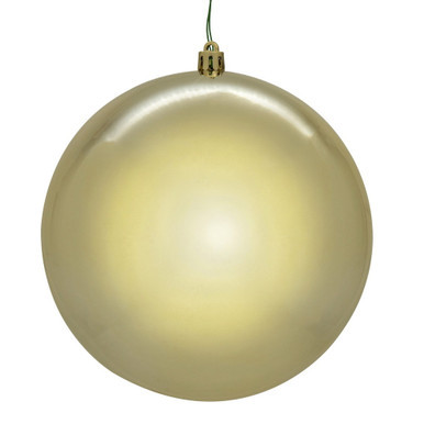 N591238DSVL Vickerman - 4.75 in Champagne Shiny Seamless Ball UV Outdoor Christmas Ornament - 4 Pack