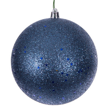 N591552DQ Vickerman - 6 in Denim Sequin Ball Christmas Ornament - 4 Pack