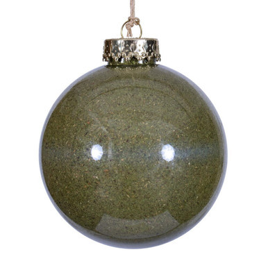 RV231704 Vickerman - 4 in Moss Green Ball Christmas Ornament - 3 Pack