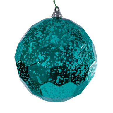 MC240142 Vickerman - 4.75 in Teal Honeycomb Mercury Ball Christmas Ornament - 4 Pack