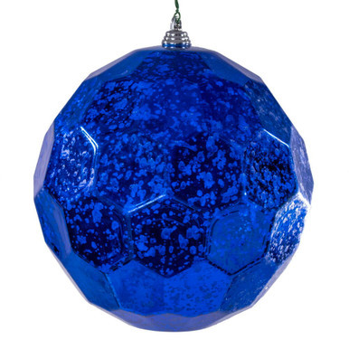 MC240202 Vickerman - 6 in Blue Honeycomb Mercury Ball Christmas Ornament - 2 Pack