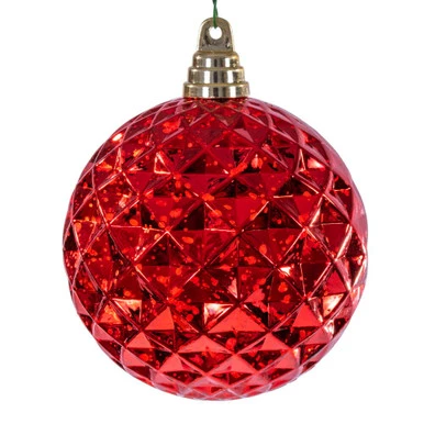 MC240303 Vickerman - 4.75 in Red Diamond Mercury Ball Christmas Ornament - 4 Pack