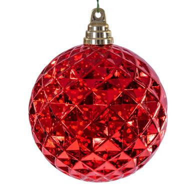 Vickerman MC240303 Vickerman - 4.75 in Red Diamond Mercury Ball Christmas Ornament - 4 Pack 