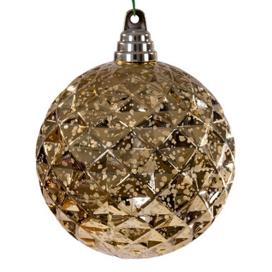 MC240308 Vickerman - 4.75 in Gold Diamond Mercury Ball Christmas Ornament - 4 Pack