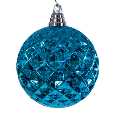 MC240312 Vickerman - 4.75 in Turquoise Diamond Mercury Ball Christmas Ornament - 4 Pack
