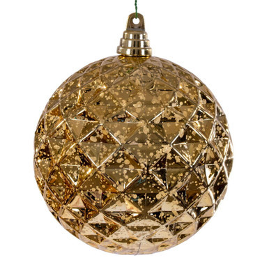 MC240408 Vickerman - 6 in Gold Diamond Mercury Ball Christmas Ornament - 2 Pack