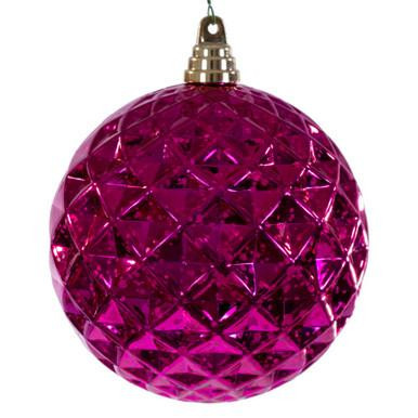 Vickerman MC240470 Vickerman - 6 in Fuchsia Diamond Mercury Ball Christmas Ornament - 2 Pack 