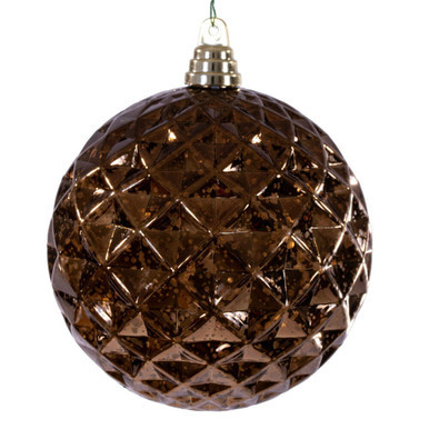 MC240476 Vickerman - 6 in Mocha Diamond Mercury Ball Christmas Ornament - 2 Pack